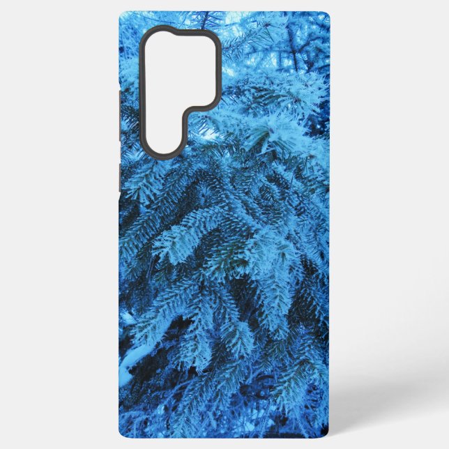 Spruce branches covered with snow & frost   samsung galaxy case (Back)