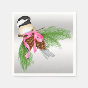 Spruce Cones & Chickadee Paper Napkins