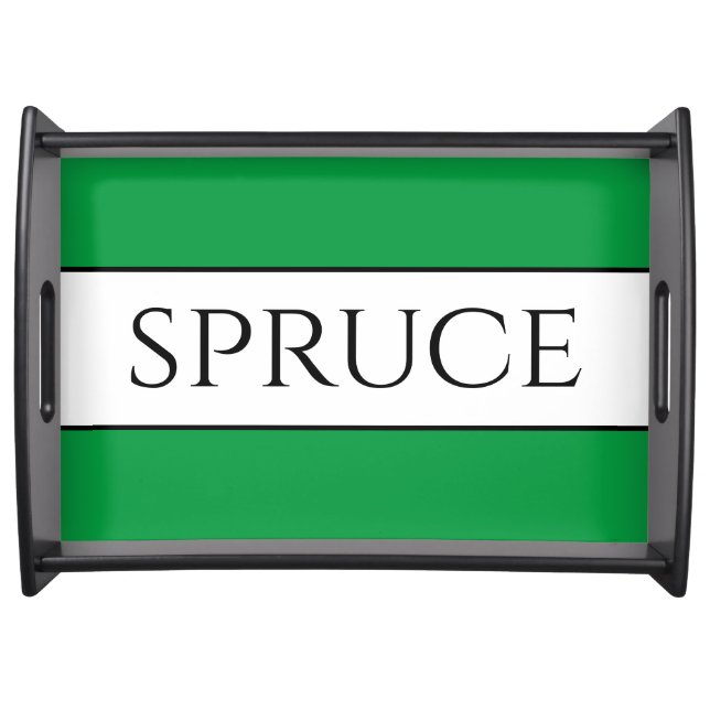 SPRUCE Festive Bright Green White Alpine Stripes Serving Tray (Front)