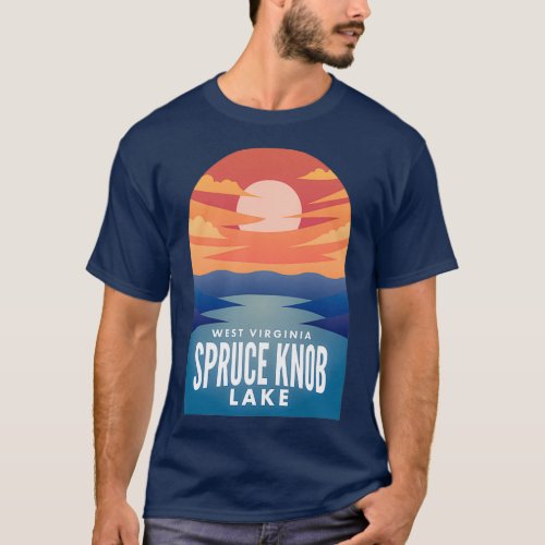 Spruce Knob Lake WV Retro Sunset  T_Shirt