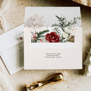 Spruce & Lace Winter Floral Wedding Envelope