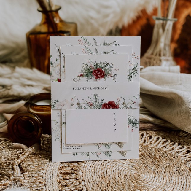 Spruce & Lace | Winter Floral Wedding Invitation Belly Band (Creator Uploaded)
