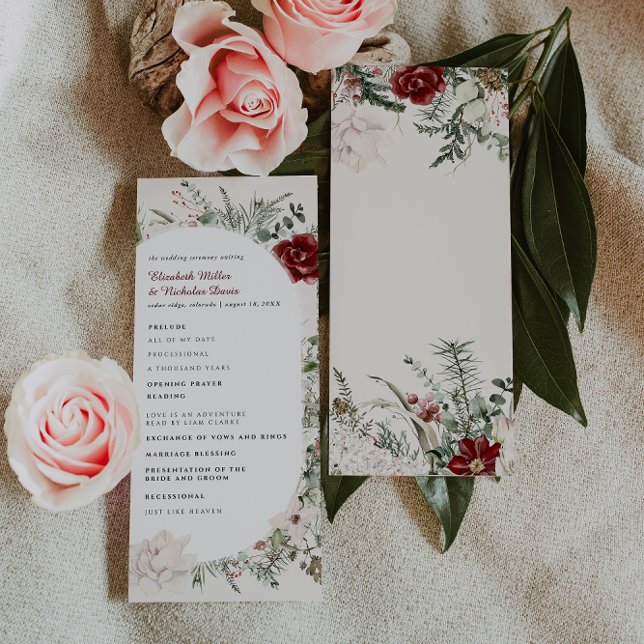 Spruce & Lace | Winter Floral Wedding Program (Creator Uploaded)