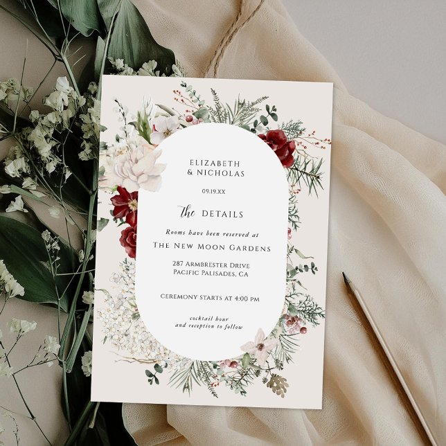 Spruce & Lace | Winter Florals Wedding Details Enclosure Card (Creator Uploaded)