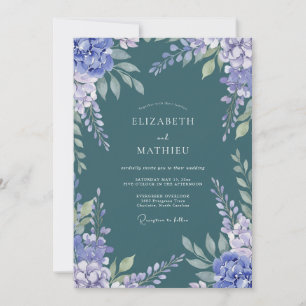 Spruce Lilac Painted Wedding Invitation