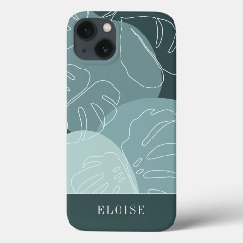 Spruce  Mint Boho Tropical Monstera Leaf iPhone 13 Case