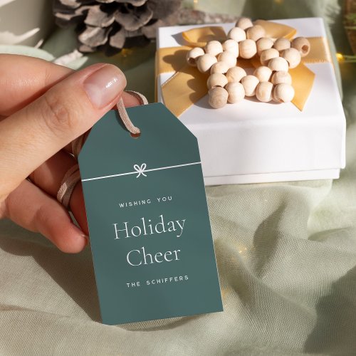 Spruce  Modern Bow Simple Minimal Holiday Cheer Gift Tags