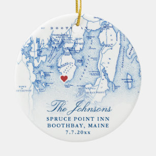 Spruce Point Inn Maine Newlywed First Christmas Ceramic Ornament