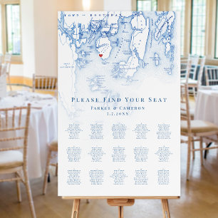 Spruce Point ME Map 15 Table Wedding Seating Chart Foam Board