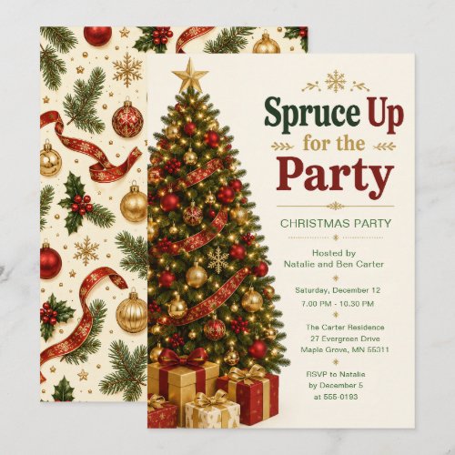 Spruce Up for the Party Christmas Invitation