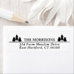 Spruces Rustic Name & Return Address Label<br><div class="desc">Rustic return address labels with your name flanked by three spruce trees on either side. Black and white return address labels with spruce trees for a rustic look,  perfect for rustic weddings,  Christmas mail,  the holiday season and more.</div>