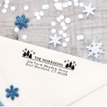 Spruces Snowflakes Rustic Name & Return Address Self-inking Stamp<br><div class="desc">Winter themed version of our popular rustic return address rubber stamp with your name flanked by three spruce trees on either side with snowflakes drifting above. Rustic Christmas return address rubber stamp with pine trees and snowflakes and your name and address in an easy to read yet charming font. Add...</div>