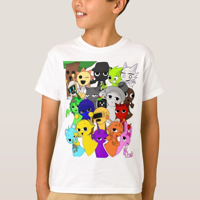 Sprunki Group! | Simon Oren Funbot Pinki Wenda Jev T-Shirt (Front)