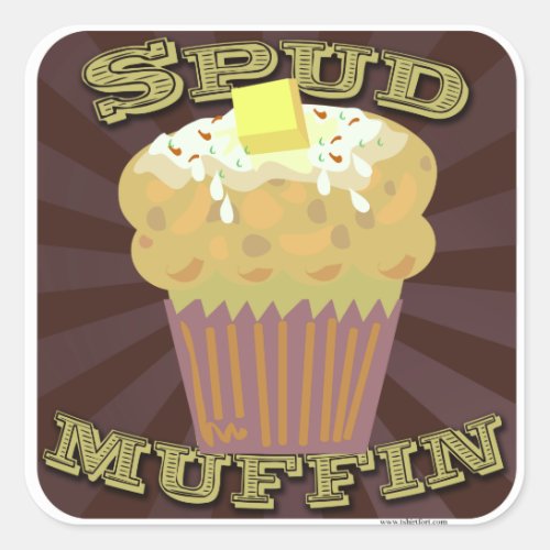 Spud Muffin Baked Potato Cartoon Design  Square Sticker