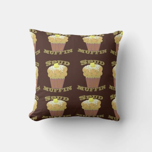 Spud Muffin Pattern Funny Potato Design Throw Pillow