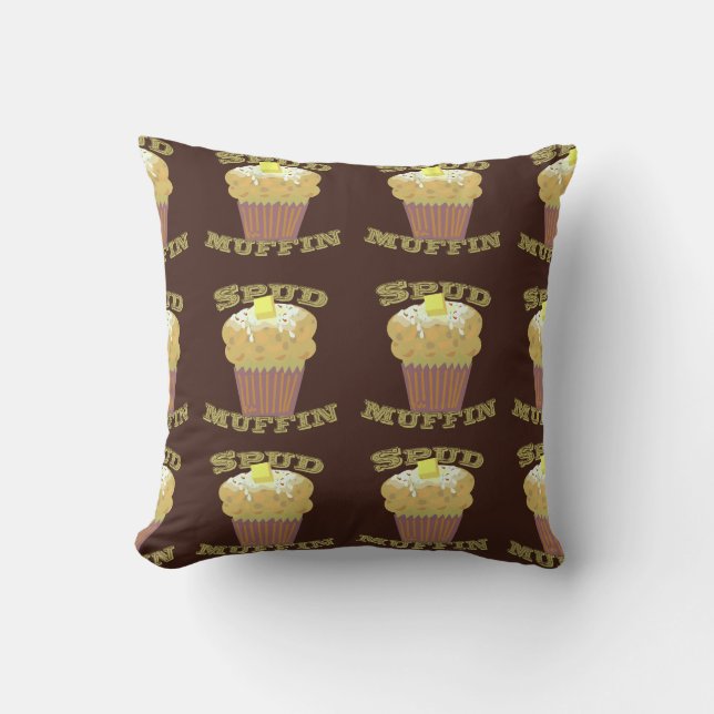 Spud Muffin Pattern Funny Potato Design Throw Pillow (Front)
