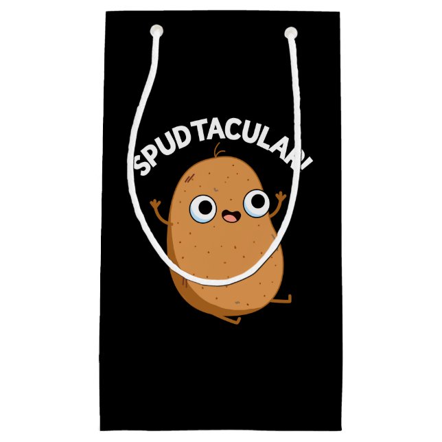 Spudtacular Funny Potato Pun Dark BG Small Gift Bag (Front)