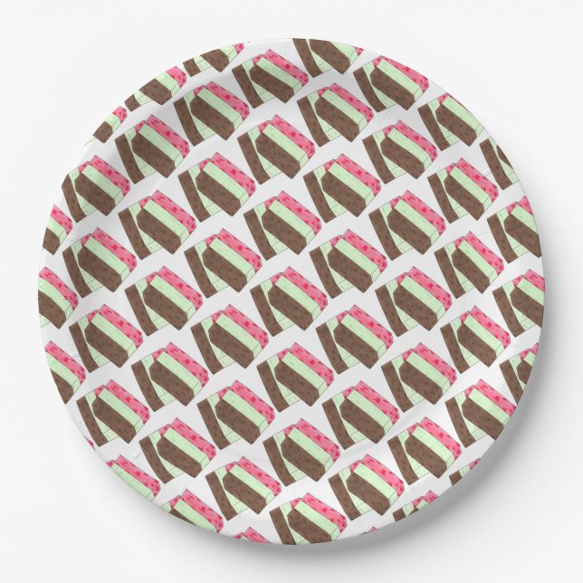 Spumoni Italian Gelato Ice Cream Dessert Spumone Paper Plates (Front)