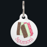 Spumoni Italian Gelato Ice Cream Dessert Spumone Pet ID Tag<br><div class="desc">Illustration features a delicious Italian spumoni gelato dessert, with layers of cherry, mint, and chocolate ice cream, and bits of cherries, fruits and nuts. Ideal for your favorite ice cream aficionado, spumone fan, or lover of Italian food classics! This Italian food design is also available on other products. Lots of...</div>