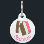 Spumoni Italian Gelato Ice Cream Dessert Spumone Pet ID Tag<br><div class="desc">Illustration features a delicious Italian spumoni gelato dessert, with layers of cherry, mint, and chocolate ice cream, and bits of cherries, fruits and nuts. Ideal for your favorite ice cream aficionado, spumone fan, or lover of Italian food classics! This Italian food design is also available on other products. Lots of...</div>