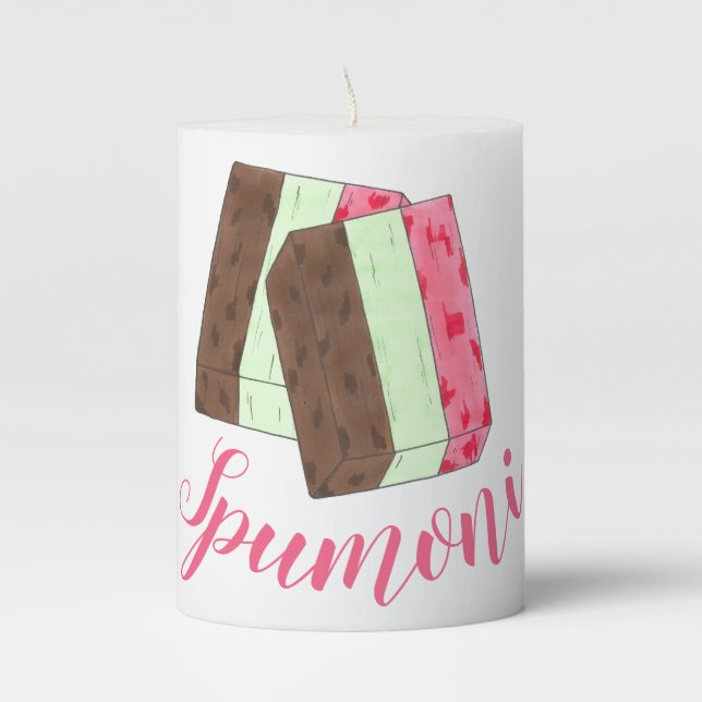 Spumoni Italian Gelato Ice Cream Dessert Spumone Pillar Candle (Front)