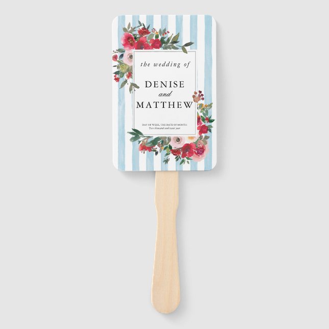 Spun Sugar Blue Wedding Invitation Hand Fan (Front)