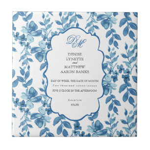 Spun Sugar & Skydiver Blue Wedding Keepsake Cerami Ceramic Tile