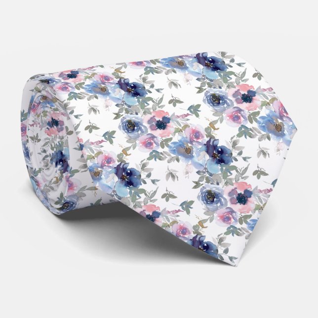 Spun Sugar & Skydiver Blue Wedding Keepsake Neck T Neck Tie (Rolled)