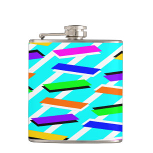 Spunky Neon Turquise Retro Vibes Fun Abstract Flask