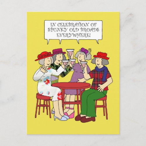 Spunky Old Broads Month February Cartoon Ladies Postcard