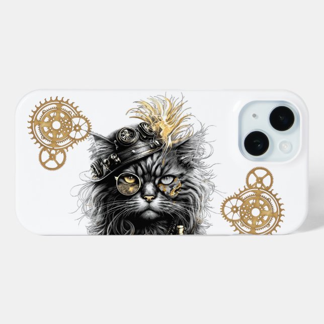Spunky Paws The Funky Steampunk Cat  Case-Mate iPhone Case (Back (Horizontal))