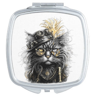 Spunky Paws The Funky Steampunk Cat  Compact Mirror
