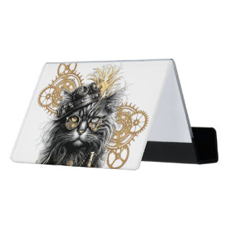 Spunky Paws The Funky Steampunk Cat Desk Business Card Holder