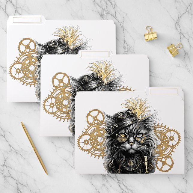 Spunky Paws The Funky Steampunk Cat  File Folder (Set)