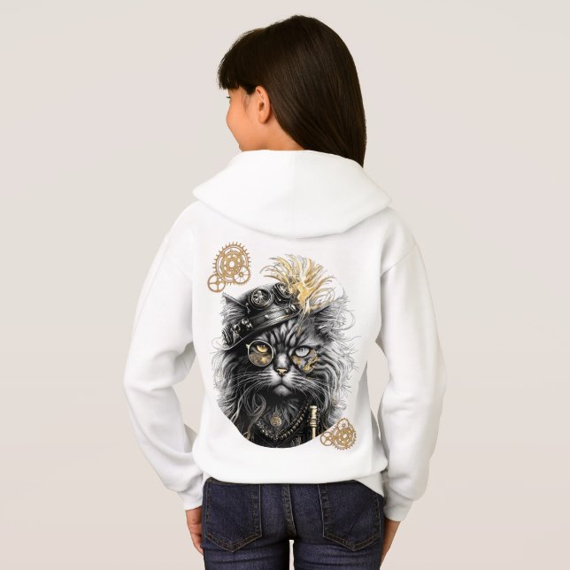 Spunky Paws The Funky Steampunk Cat  Hoodie (Back Full)
