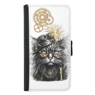 Spunky Paws The Funky Steampunk Cat  Samsung Galaxy S5 Wallet Case