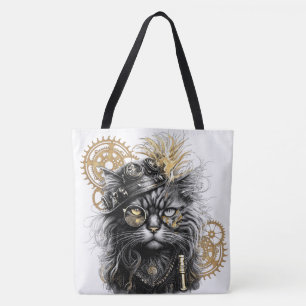 Spunky Paws The Funky Steampunk Cat Tote Bag