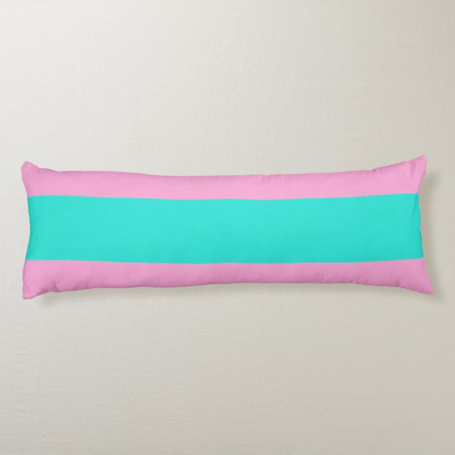 Spunky Pink and Aqua Stripes Body Pillow (Back)