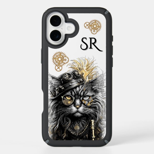 Spunky Rocket Paws The Funky Steampunk Cat Name Speck iPhone Case (Front)