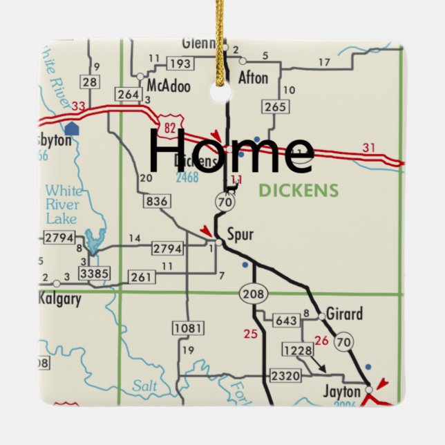 Spur TX Map Ceramic Ornament (Back)