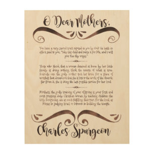 Spurgeon Quote on Mothers Wood Wall Art, 11x14 Decor
