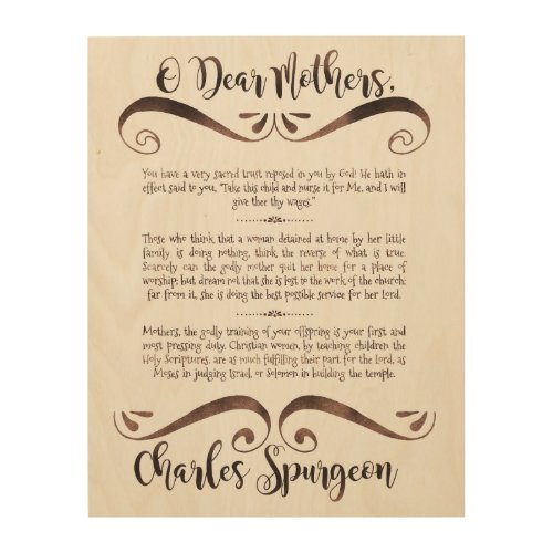 Spurgeon Quote on Mothers Wood Wall Art 11x14 Wood Wall Decor