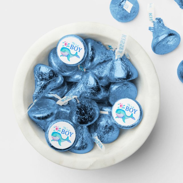 Spurting whale art it's a boy aqua blue hershey®'s kisses® (Assorted)