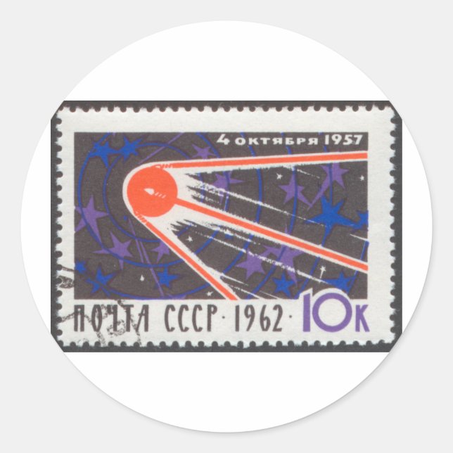 Sputnik 1 5th Anniversary 1962 Classic Round Sticker (Front)