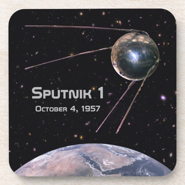 Sputnik 1 Earth Satellite Drink Coaster (Front)