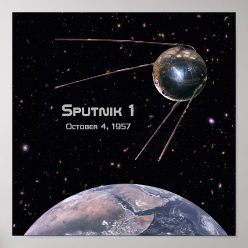 Sputnik 1 Earth Satellite Poster