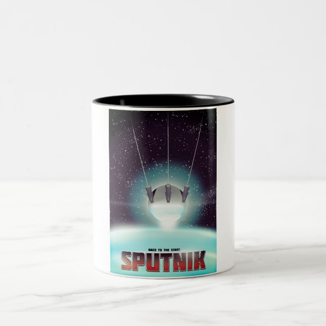 Sputnik "race to the Stars" Two-Tone Coffee Mug (Center)