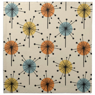 Sputnik Starburst Flowers Retro Cloth Napkin