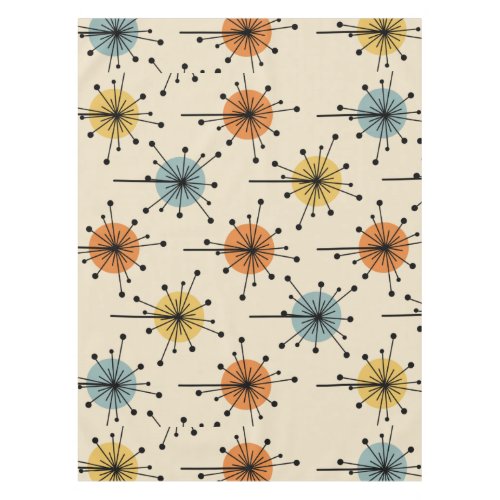 Sputnik Starburst Flowers Retro Tablecloth