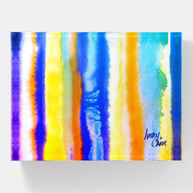 SPWW Among the Horizon Blue & Orange Abstract Paperweight (Front)